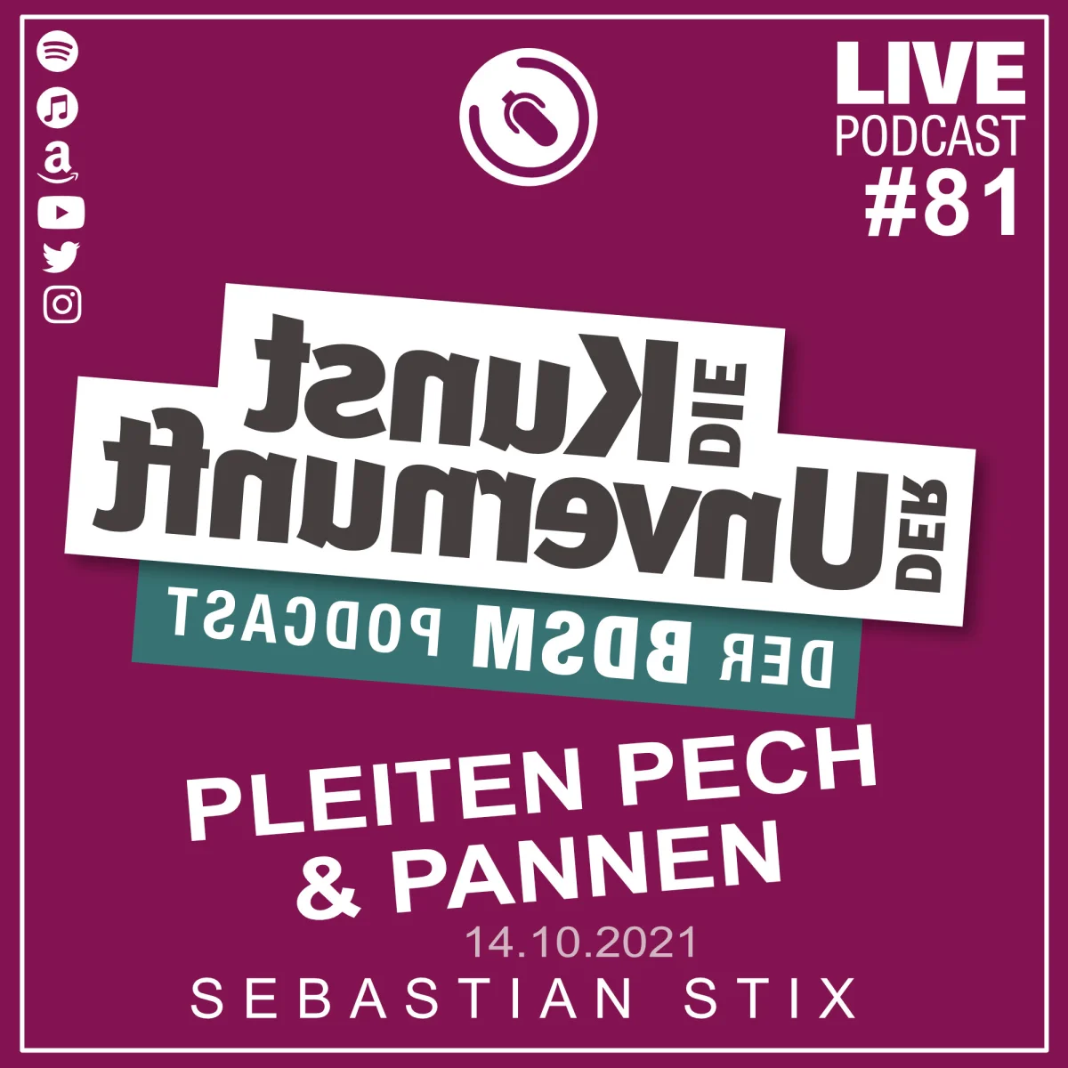 Podcast-Cover mit dem Titel Unvernunft Live, Folge 81, und dem Thema Pleiten, Pech und Pannen.