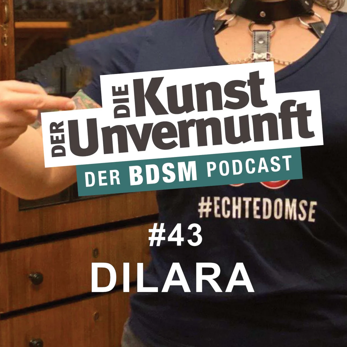 Podcast-Cover mit der Aufschrift Die Kunst der Unvernunft, Folge 43 Dilara und dem Hashtag #echtedomse